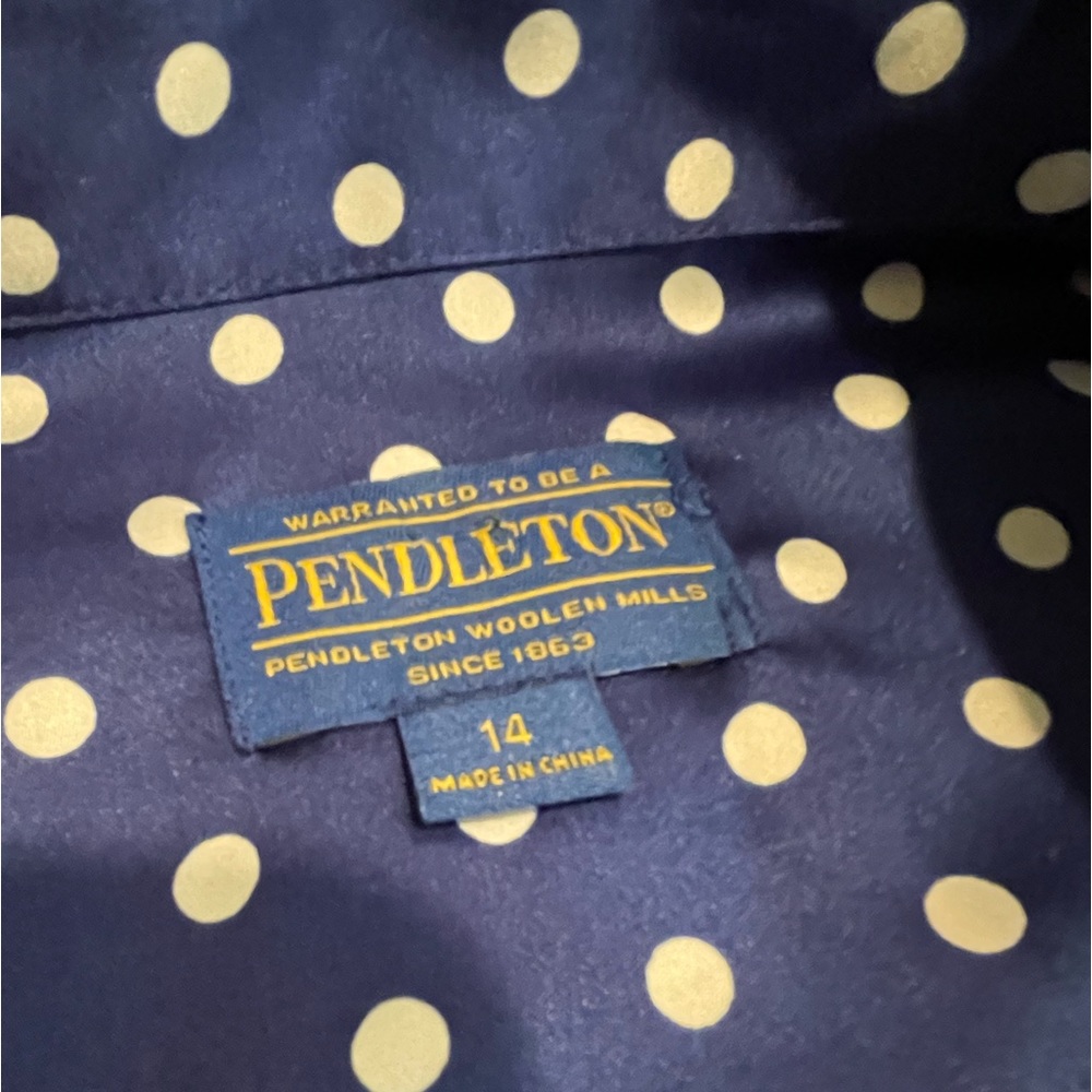 Pendleton Blue Polka Dot Button Down Shirt- Size … - image 3